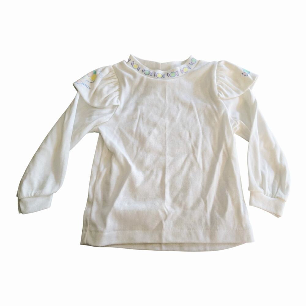 Vintage Oshkosh Ice Cream Candy shirt Puffy Ruffle Cap Sleeve Baby Girl SZ 18M